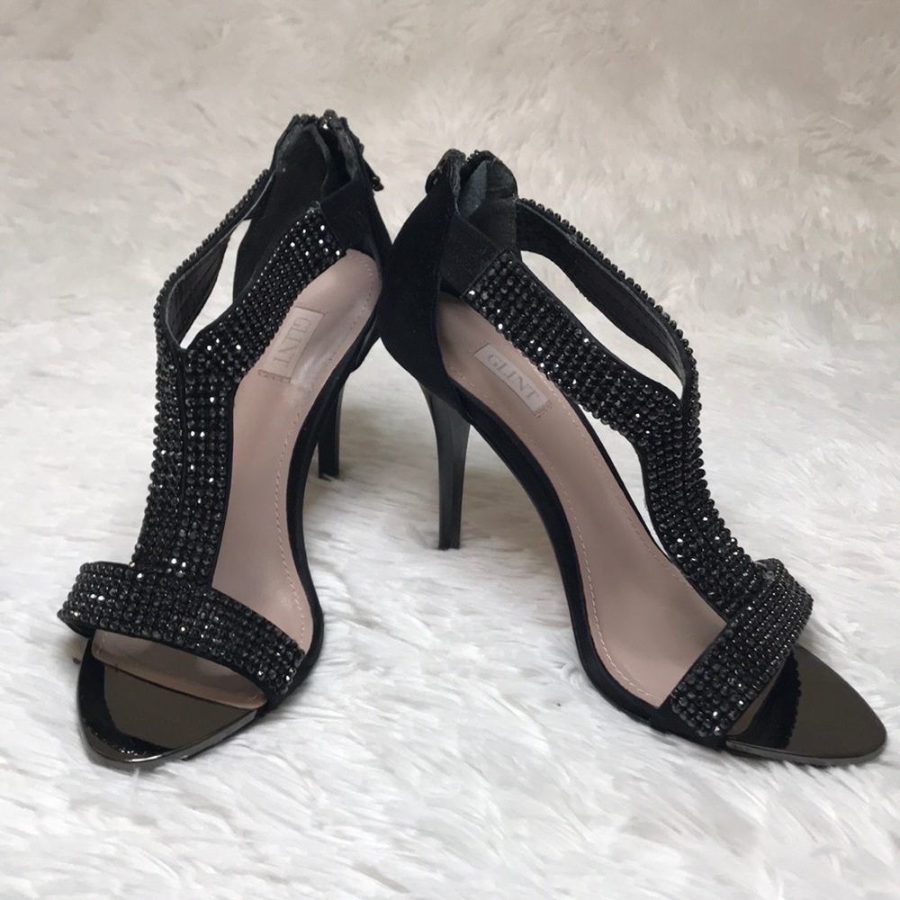 Glint black rhinestone high heels size 6